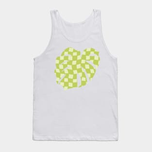 Checker Board Monstera Leaf - lime green and pistachio Tank Top